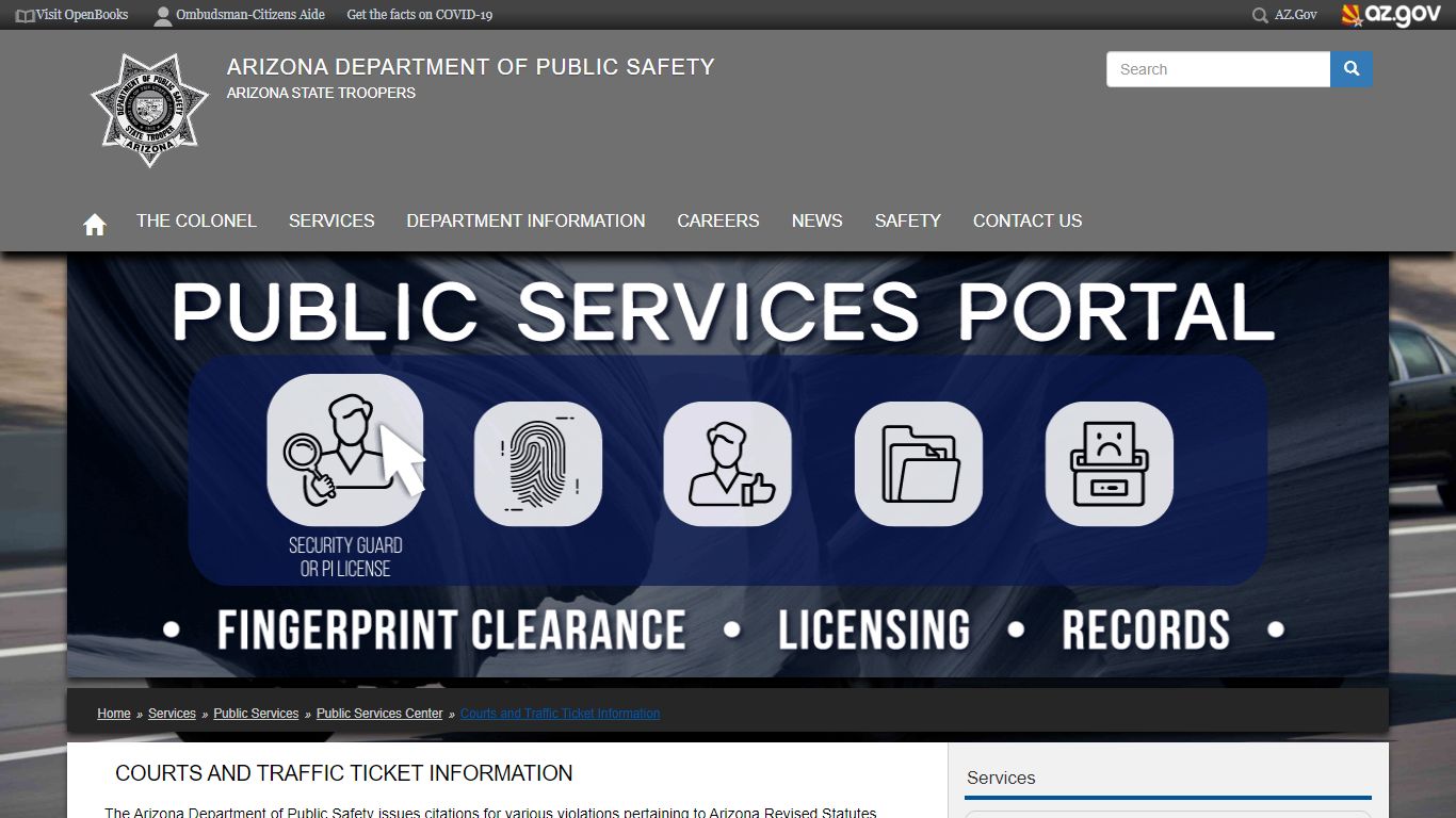 Courts and Traffic Ticket Information - Arizona Department of Public Safety